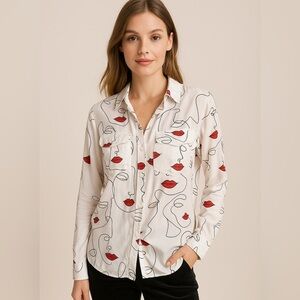 Women's Button Down Shirt - White 🍒💄